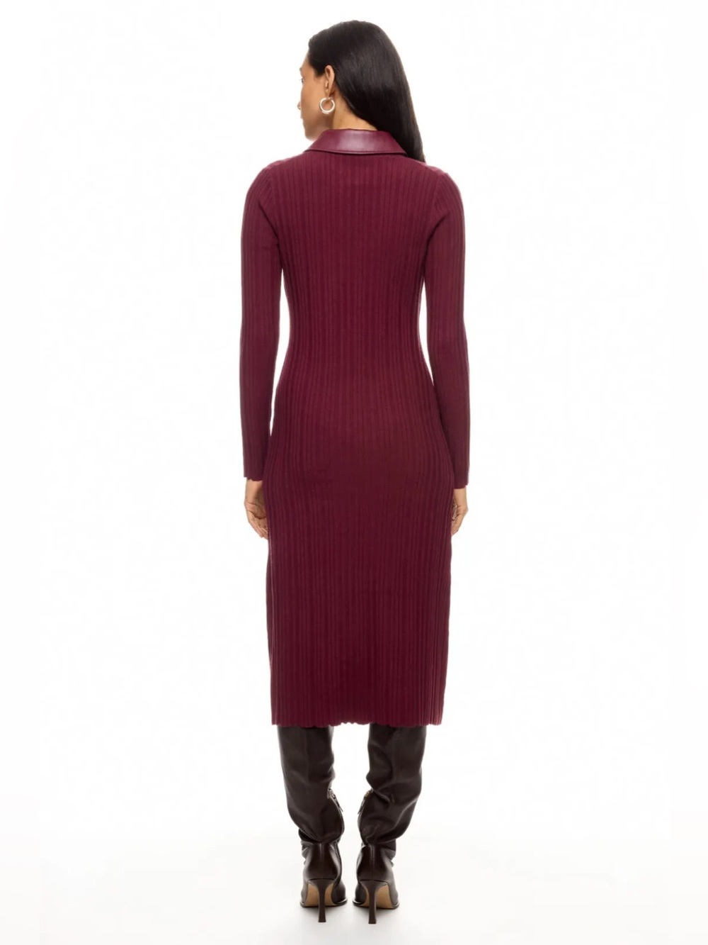 *Flawed RTR Toccin Variegated Rib Knit Leather Combo Dress (0345) - Picture 3 of 11
